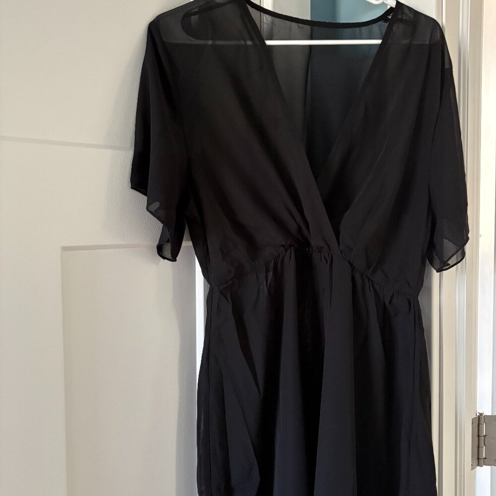 Cupshe sheer black swim cover up - large, NWT